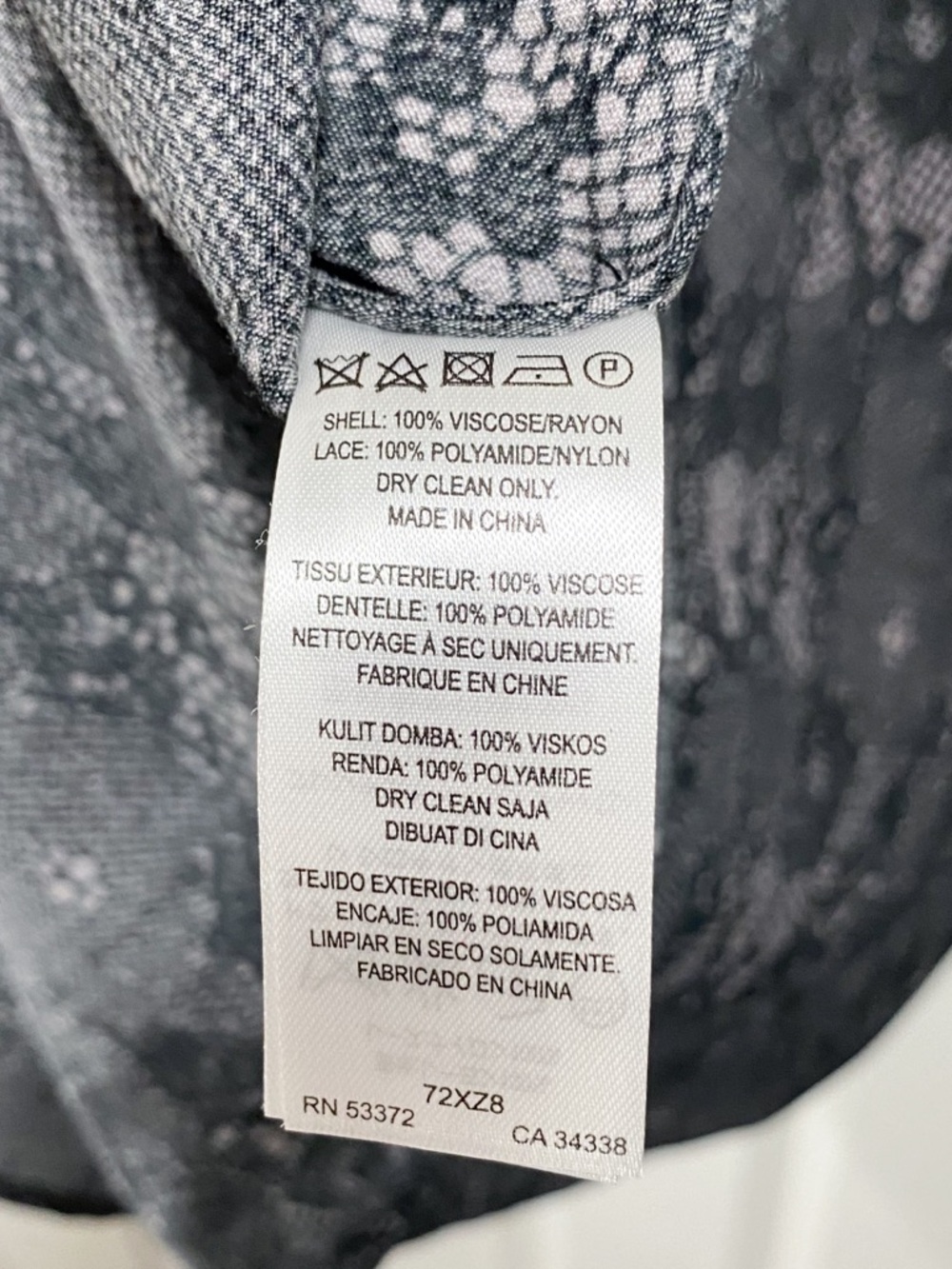 French Connection Black and Dusty Mauve Lace Cold Shoulder Button-Down Blouse - Picture 4 of 4